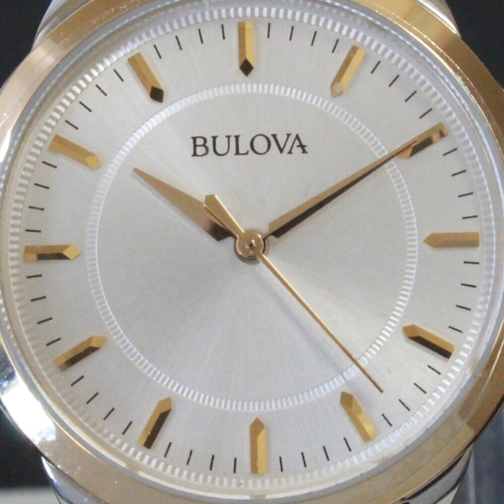 Bulova Ladies Classic Quartz Watch Two Tone Finish Raised Indices Bracelet 32mm - Picture 12 of 13
